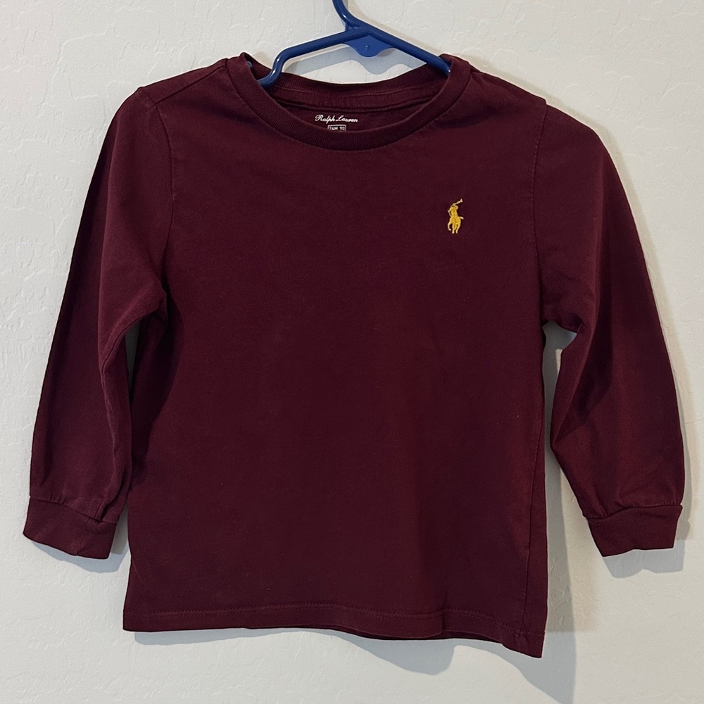 Polo by Ralph Lauren Kids Burgundy Long Sleeve Tee size 24 m boys